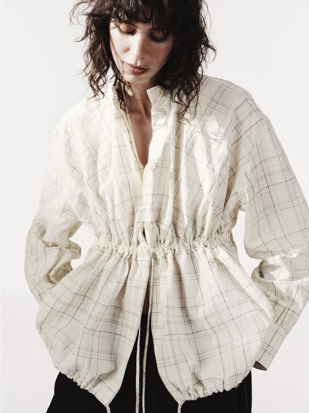 ZARA CHECKERED BOMBER SHIRT